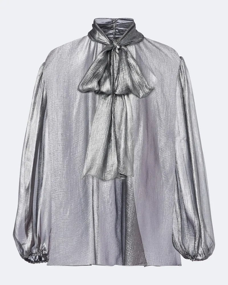 Dolce & Gabbana Schluppenbluse aus Seiden-Georgette Silber