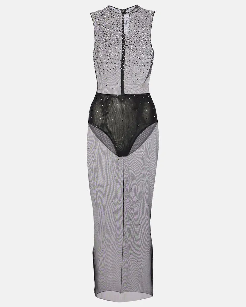 Alex Perry Midikleid Crew mit Kristallen Schwarz