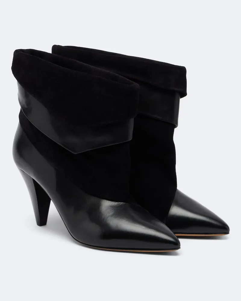 Isabel Marant Ankle Boots Lyone aus Leder und Veloursleder Schwarz