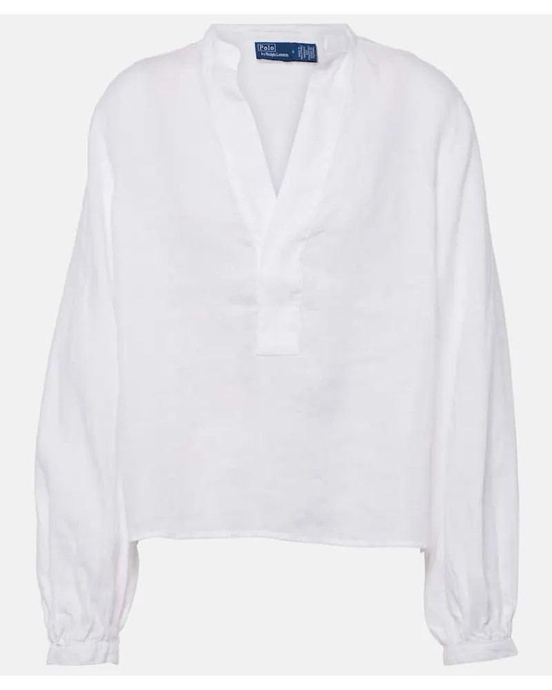 Ralph Lauren Bluse aus Leinen Weiss