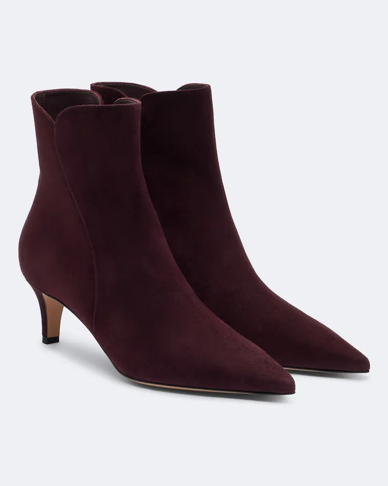 Gianvito Rossi Ankle Boots Levy aus Veloursleder Burgunderrot