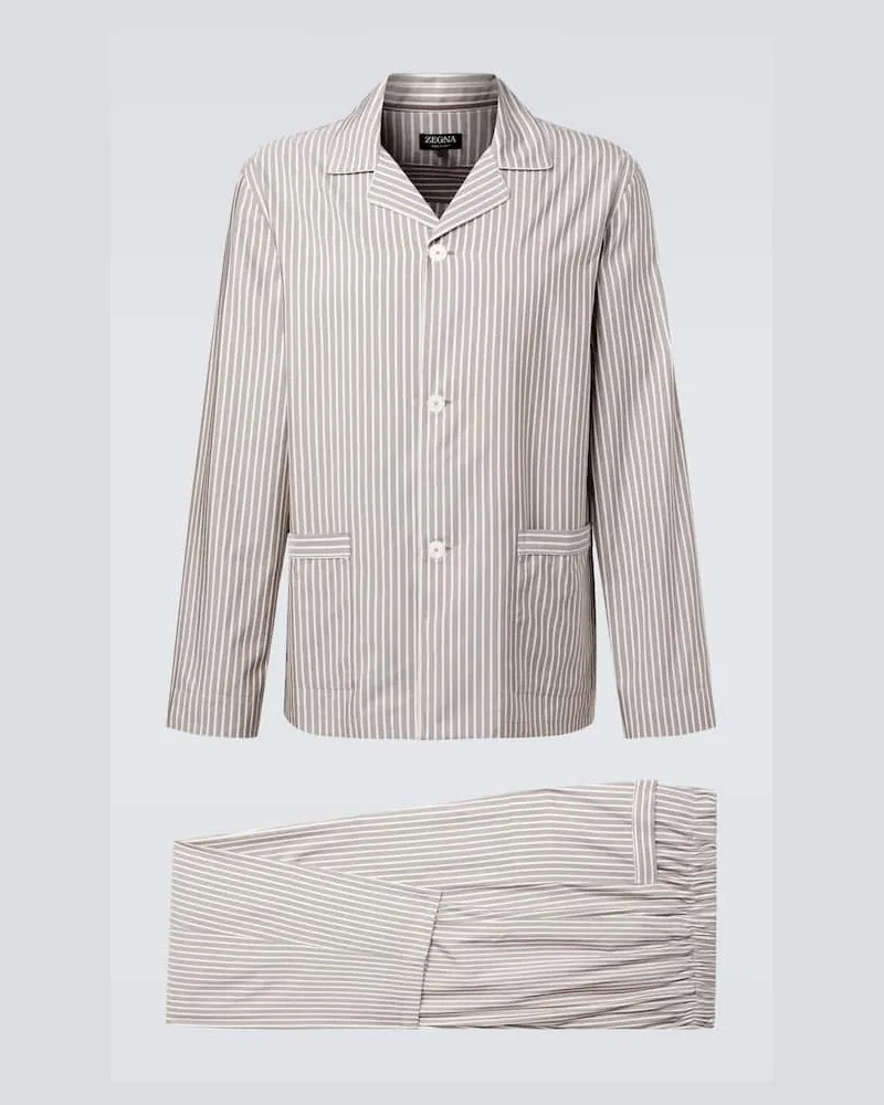 Ermenegildo Zegna Pyjama aus Seide, Baumwolle und Kaschmir Braun