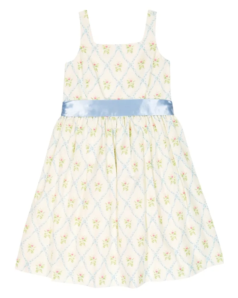 Ralph Lauren Bedrucktes Kleid aus Baumwolle und Seide Weiß