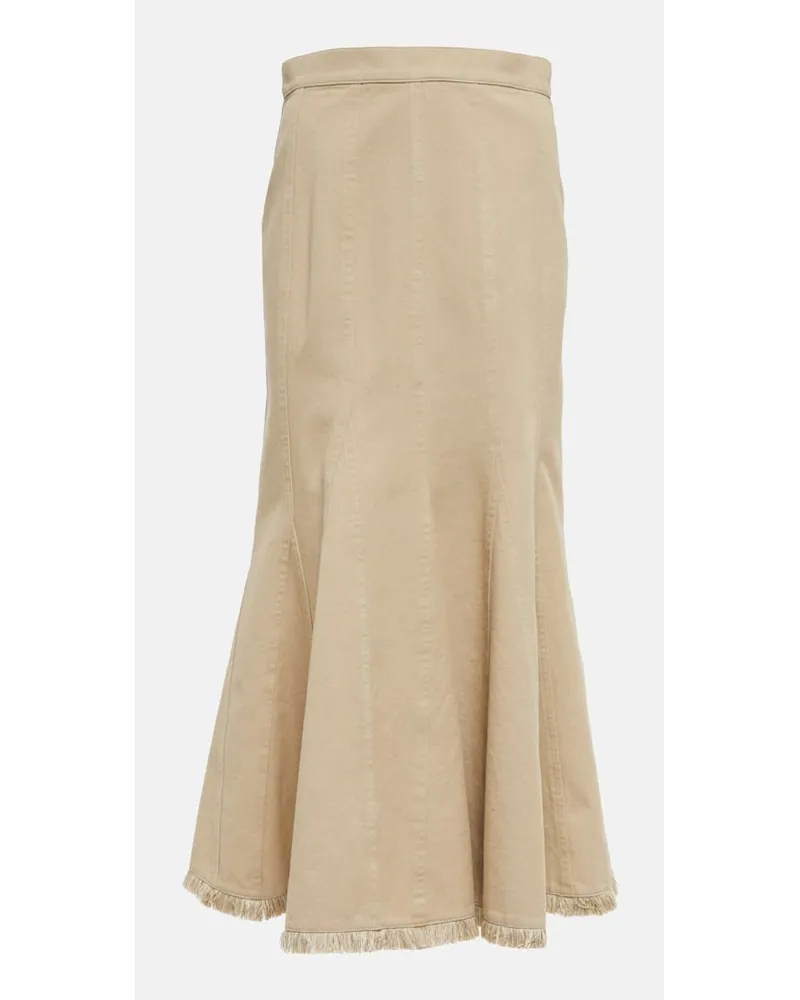 Max Mara High-Rise-Midirock aus Baumwolle Beige