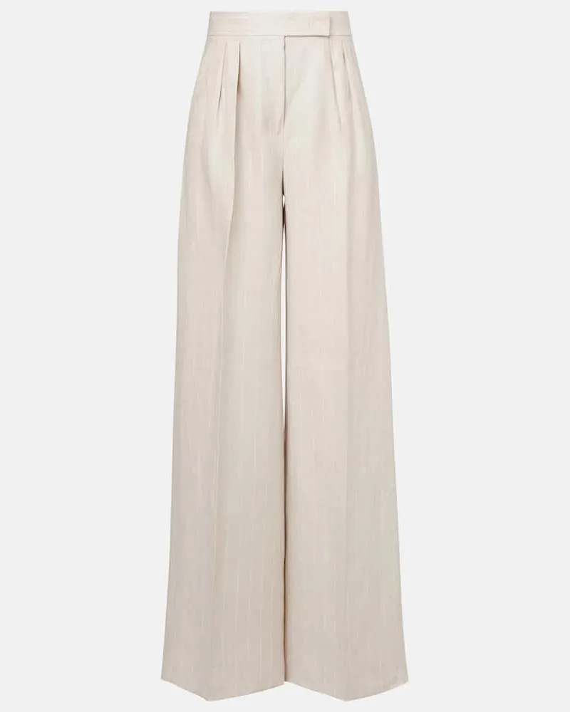 Max Mara Weite High-Rise-Hose Rauche aus Leinen Grau
