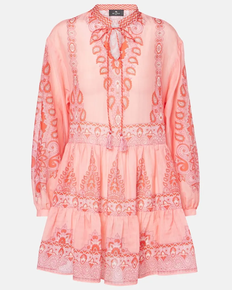 Etro Minikleid aus Baumwolle und Seide Pink