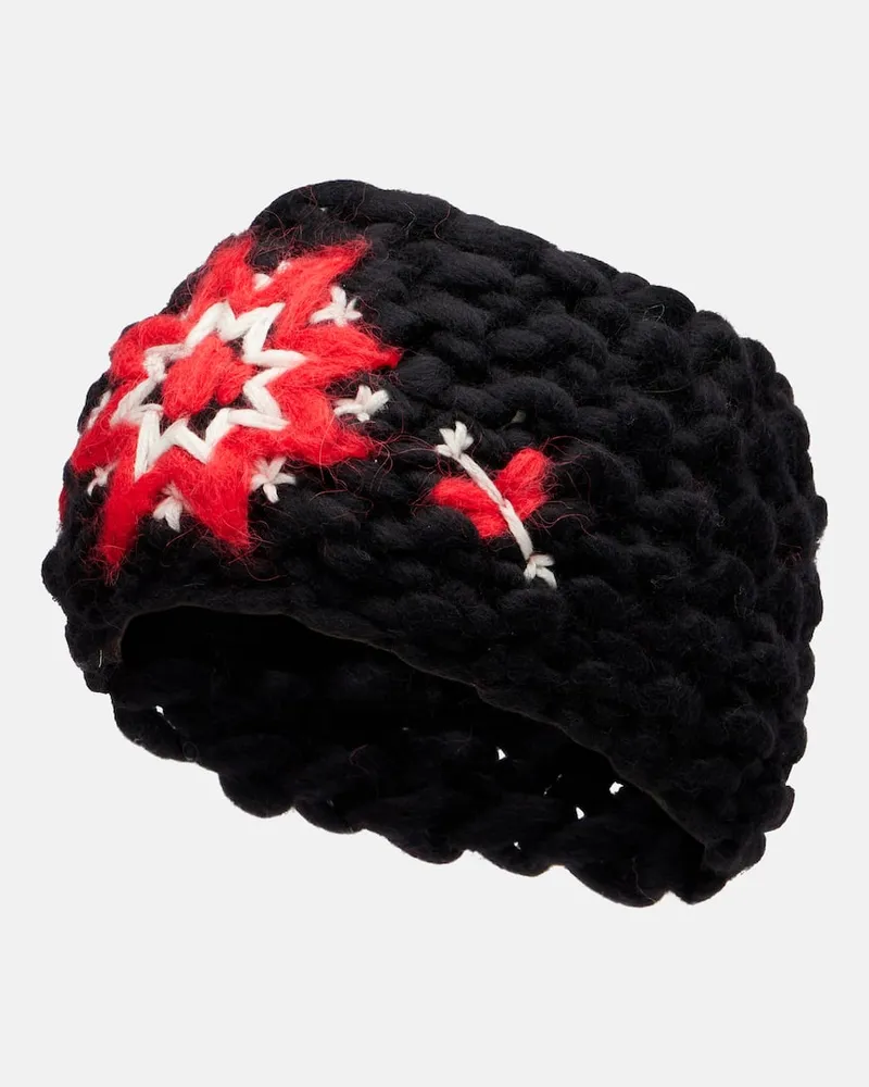 Moncler Besticktes Stirnband aus einem Wollgemisch Schwarz