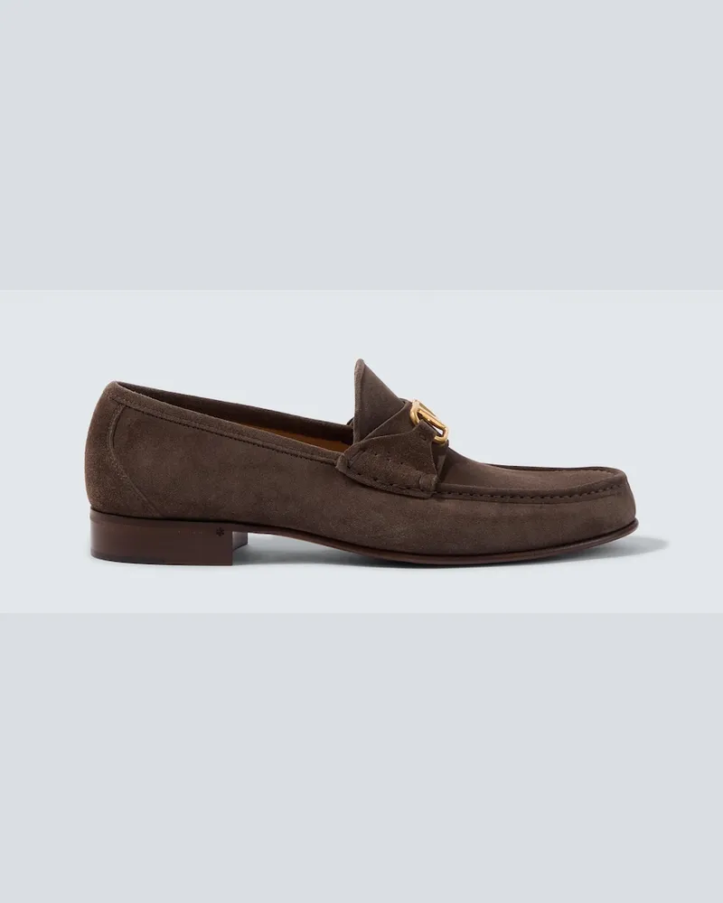 Valentino Garavani Loafers VLogo aus Veloursleder Grau