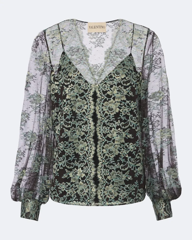 Valentino Garavani Bluse aus Spitze Grün