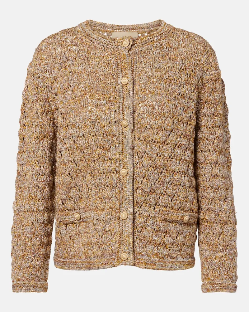 Valentino Garavani Cardigan aus Lamé Beige