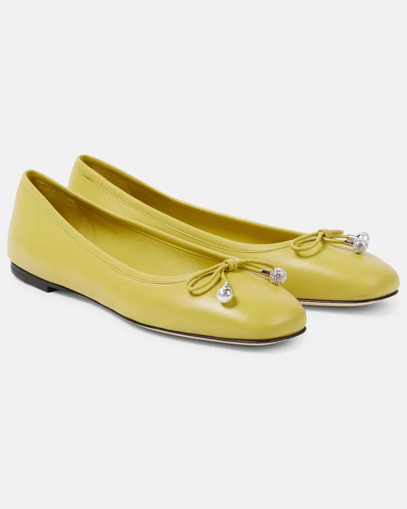Jimmy Choo Ballerinas Elme aus Leder Gelb