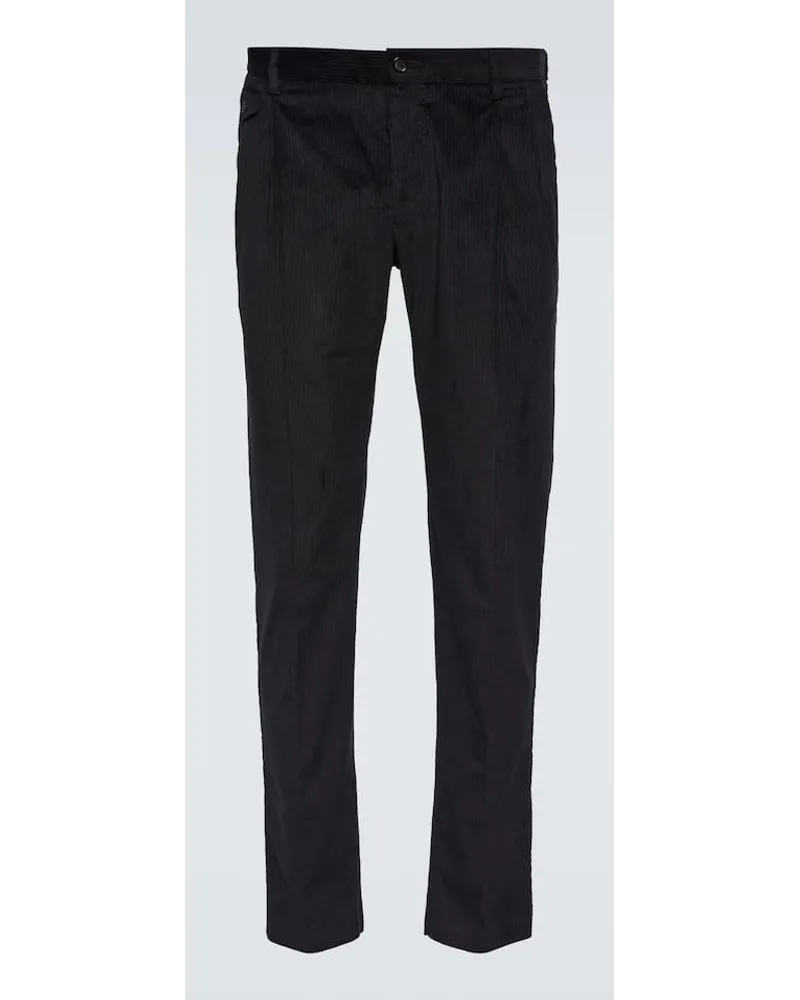 Dolce & Gabbana Schmale Hose aus Baumwolle Schwarz