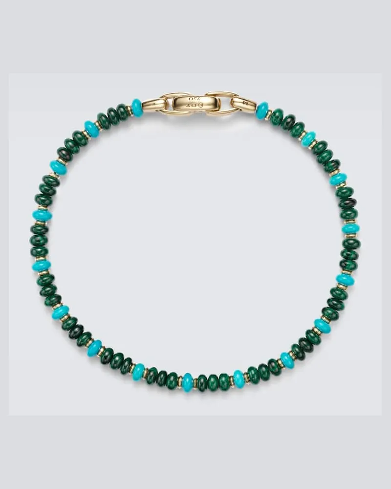 David Yurman Armband Spiritual Beads aus Malachit und Türkis mit 18kt Gelbgold Grün