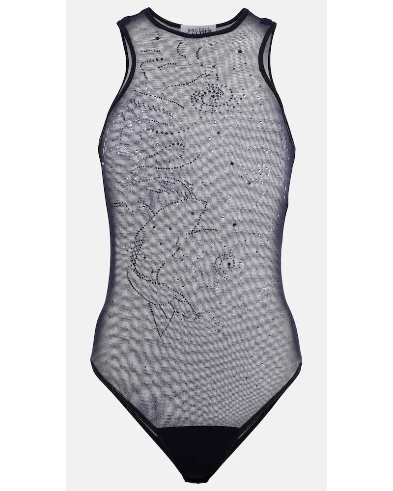 Jean Paul Gaultier Verzierter Body aus Mesh Blau