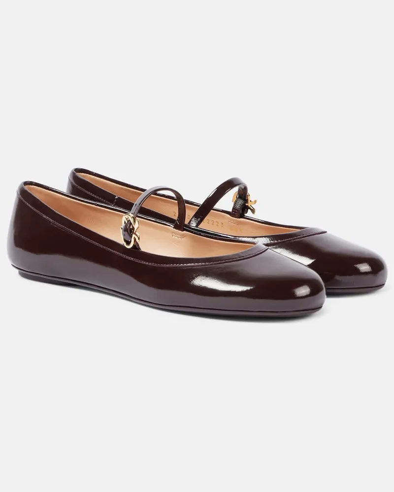 Gianvito Rossi Mary-Jane-Ballerinas Carla aus Lackleder Burgunderrot