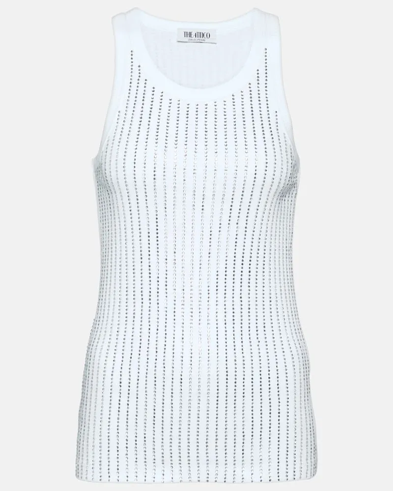 ATTICO Verziertes Top aus Baumwolle Weiß