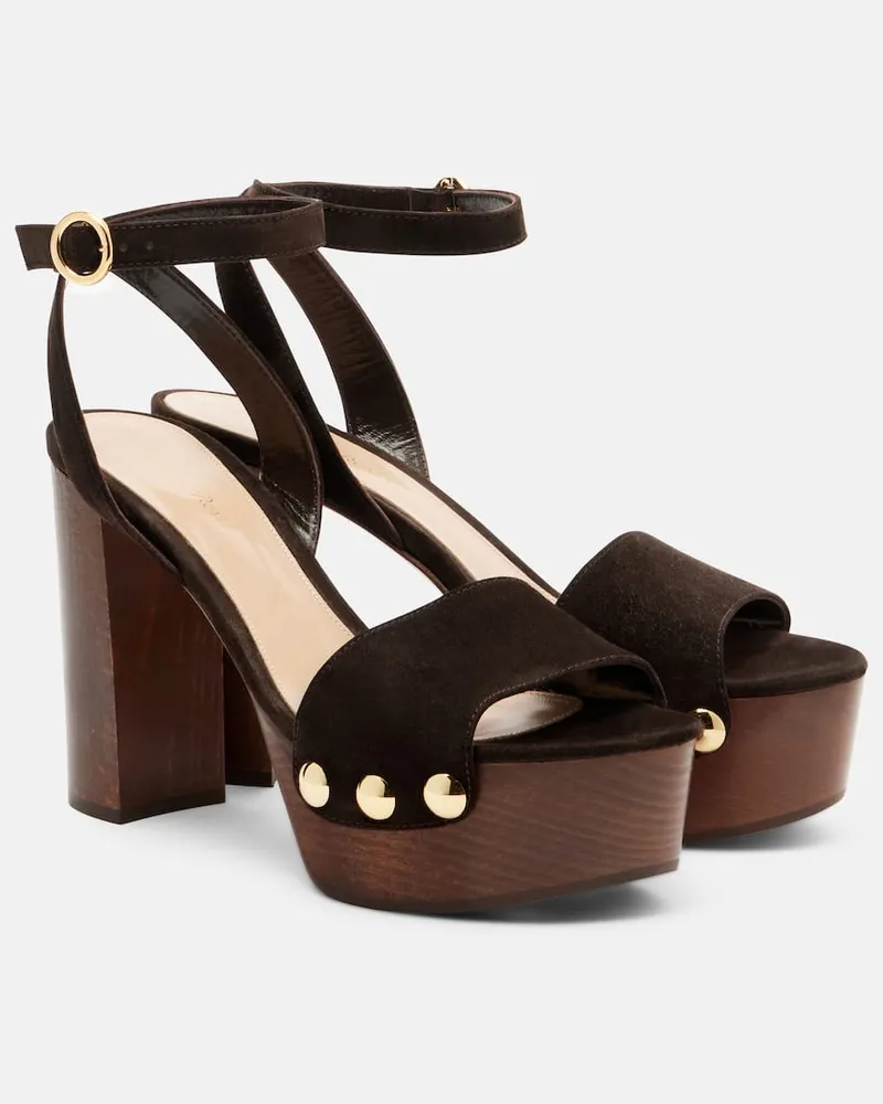 Gianvito Rossi Plateausandalen Ardéa aus Veloursleder Braun