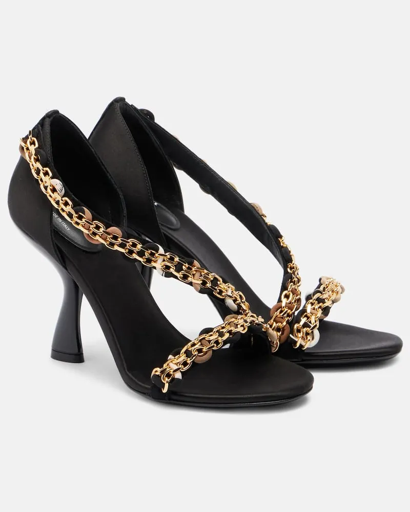 Emilio Pucci Verzierte Sandalen aus Satin Schwarz