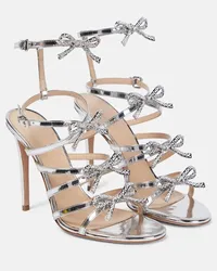 Giambattista Valli Verzierte Sandalen Silver Love Bow Silber