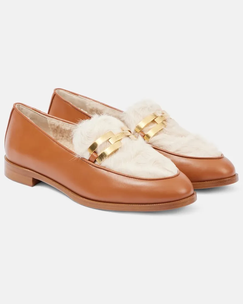 Aquazzura Loafers Brandi aus Leder mit Shearling Braun