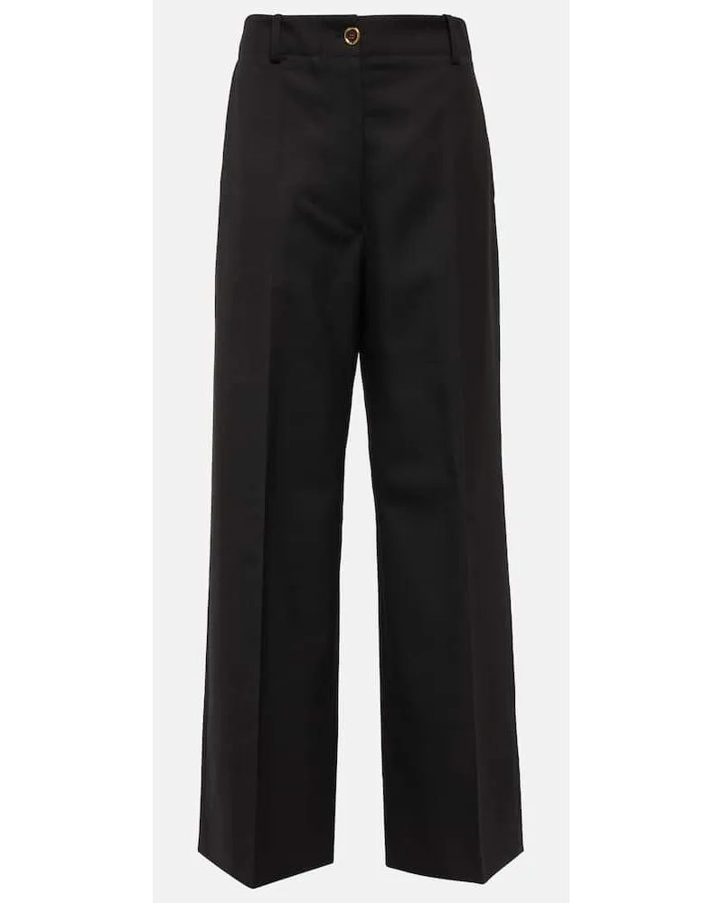 Patou Weite Hose aus Wolle Schwarz