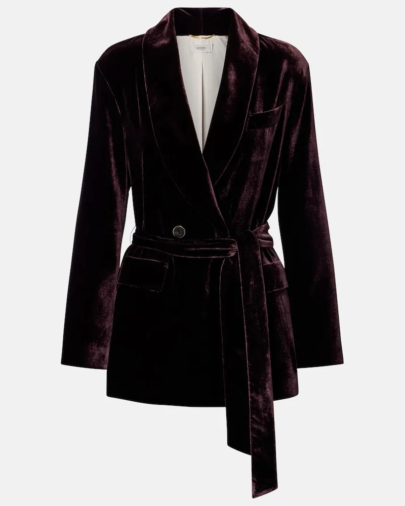 AGNONA Doppelreihiger Blazer aus Samt Burgunderrot