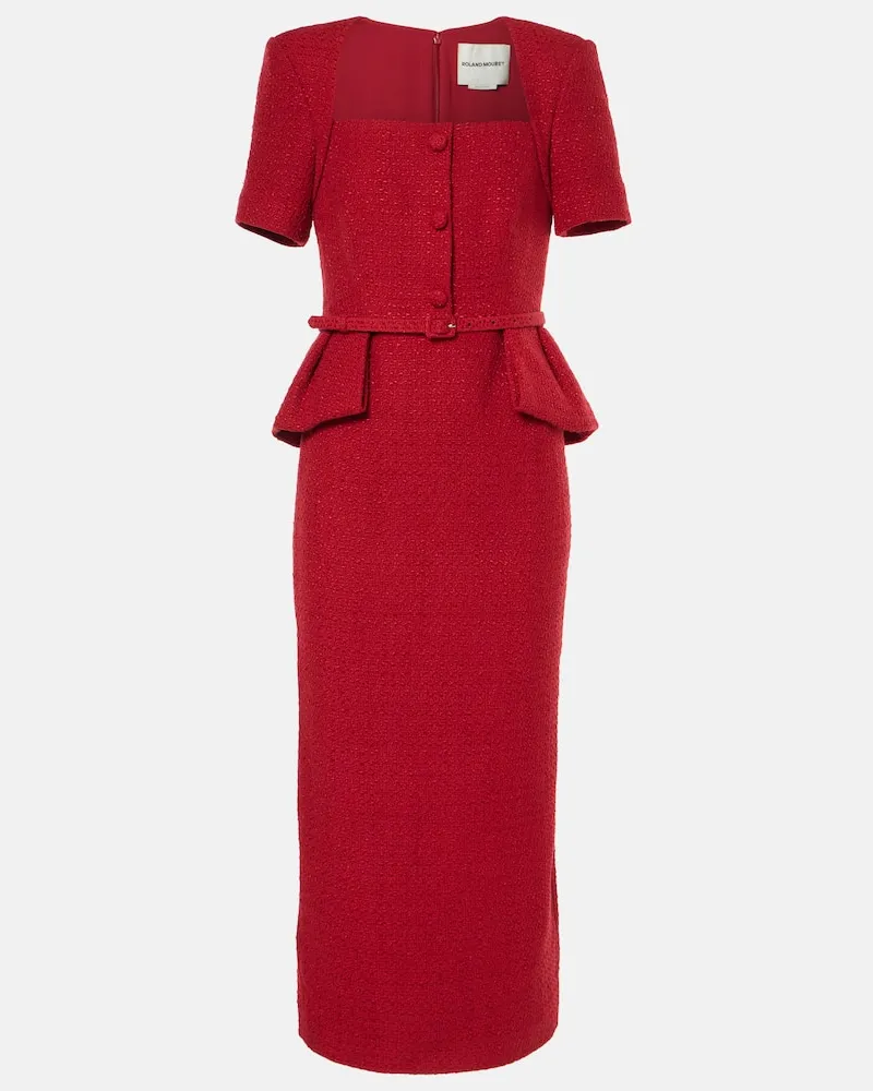 Roland Mouret Midikleid aus Boucle Rot