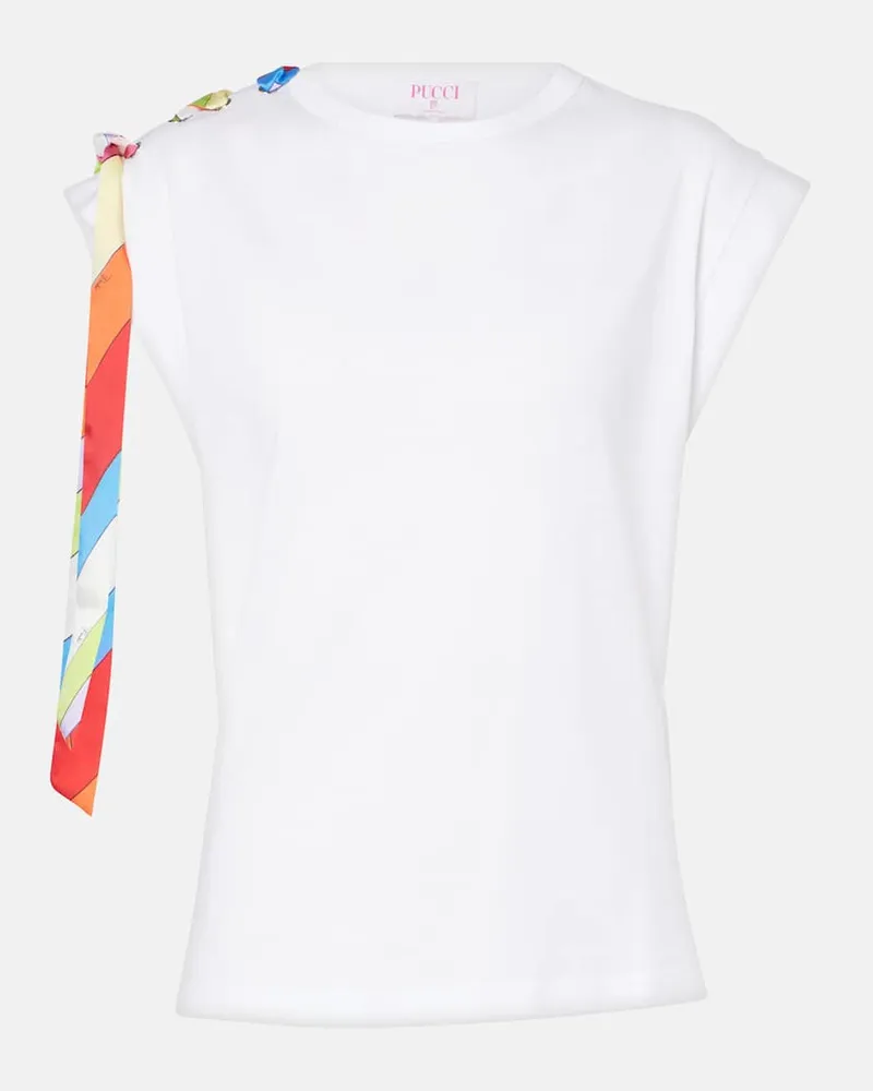 Emilio Pucci T-Shirt Iride aus Baumwoll-Jersey Weiss