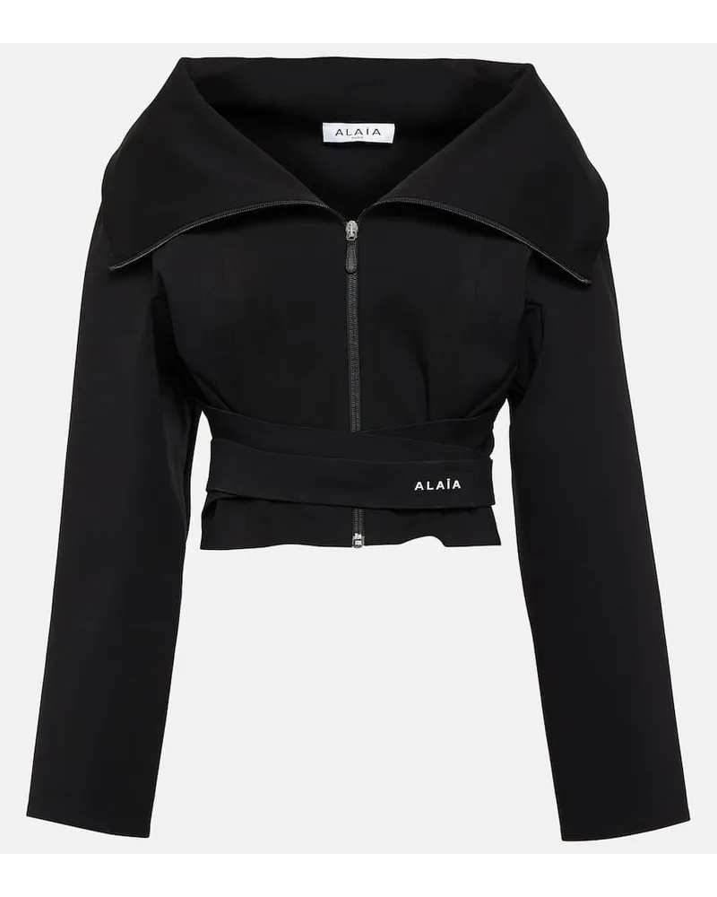 Alaïa Alaïa Cropped-Jacke aus Jersey Schwarz