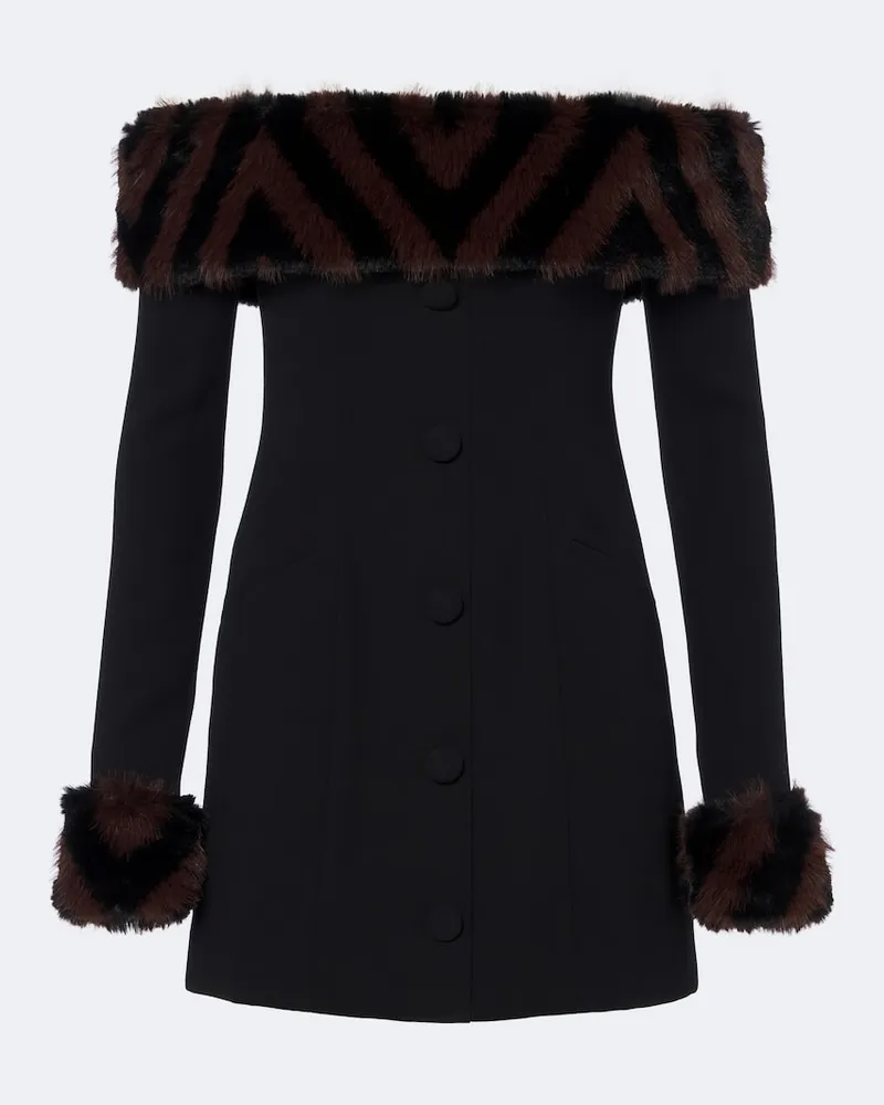 Retrofête Retrofête Off-Shoulder-Minikleid Elspeth Schwarz
