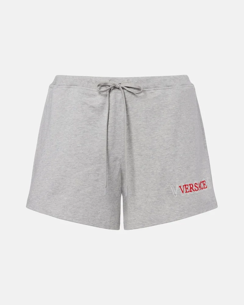 Versace Shorts aus Baumwoll-Jersey mit Logo Grau