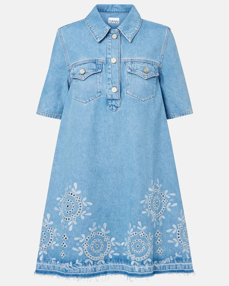Ganni Minikleid aus Denim Blau