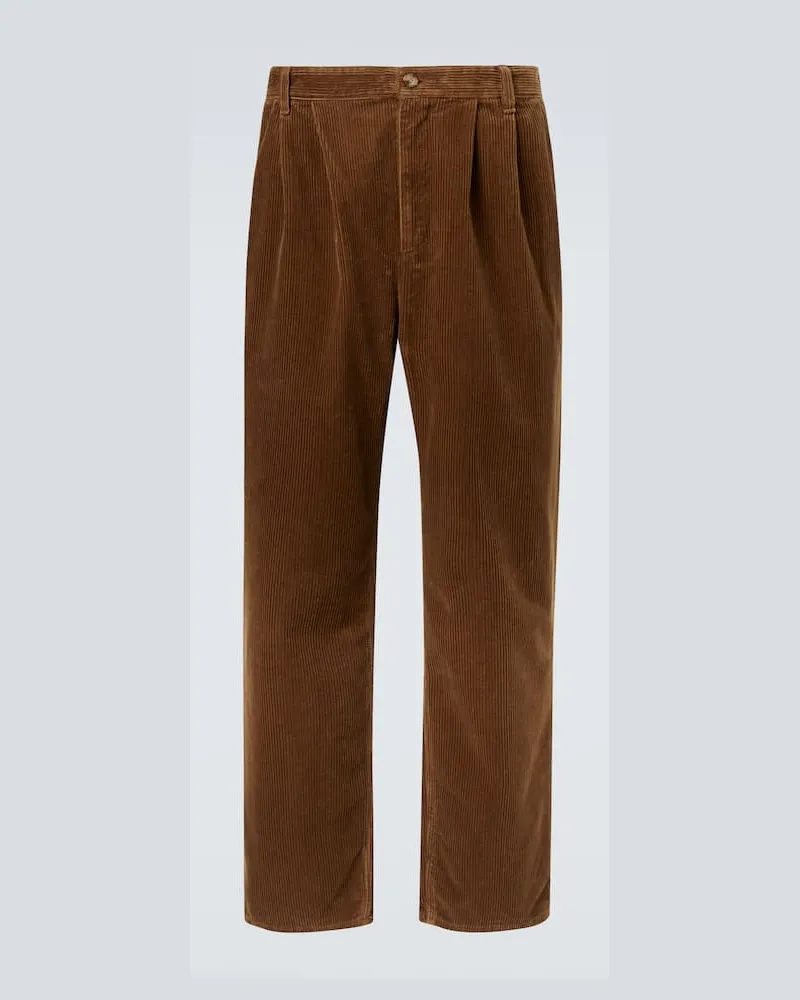 Saint Laurent Weite Hose aus Baumwoll-Cord Braun