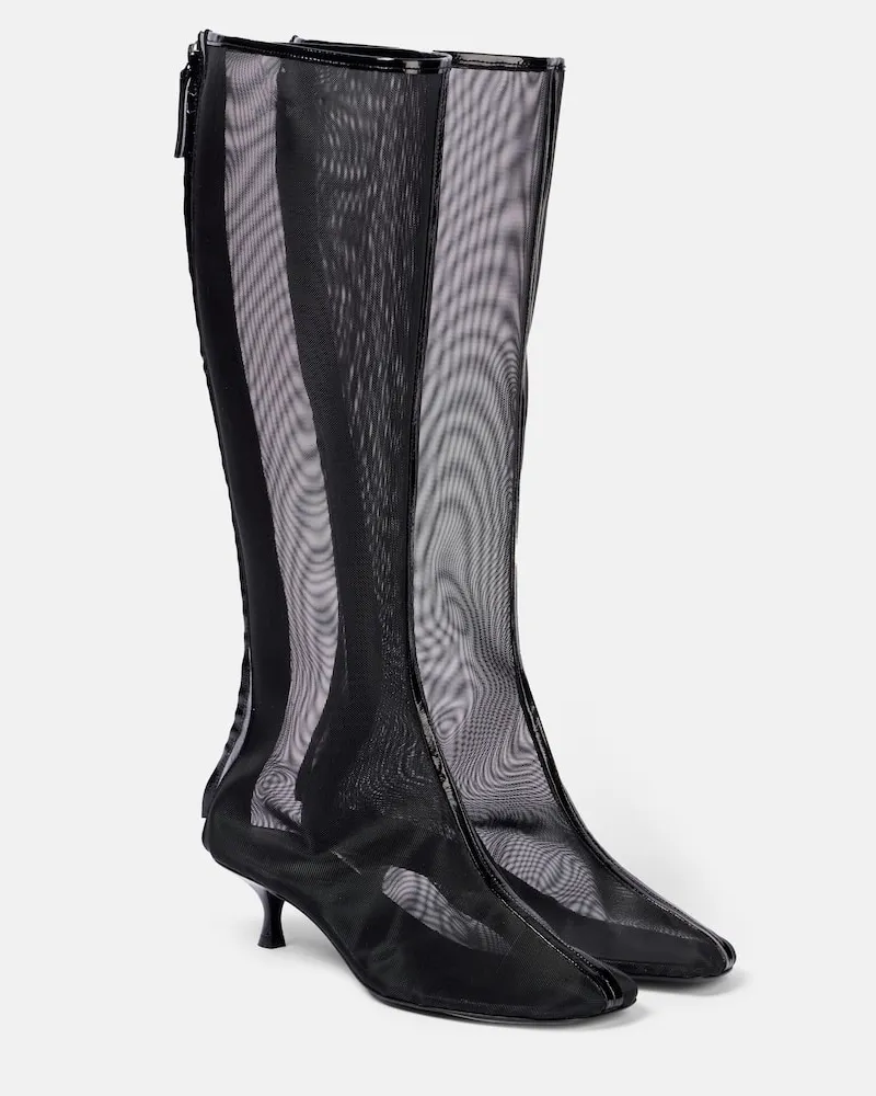 Christopher Esber Stiefel Vapour aus Mesh mit Leder Schwarz