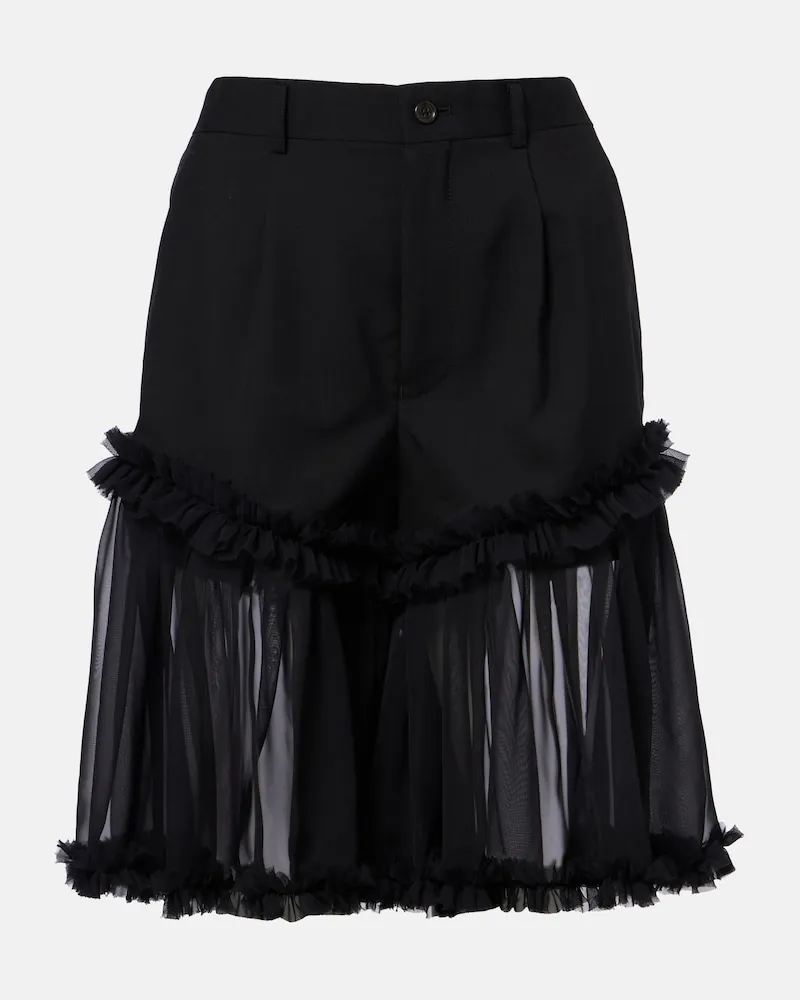 Noir Kei Ninomiya Shorts aus Wolle mit Tüll Schwarz