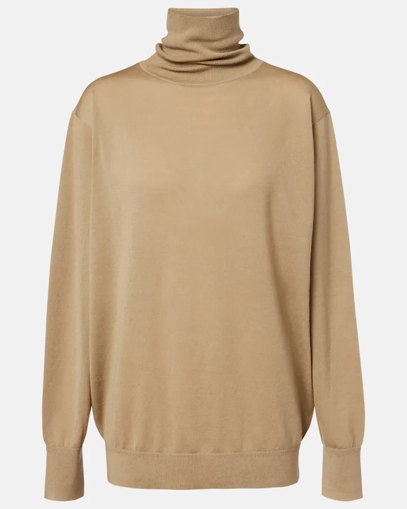 Totême Rollkragenpullover aus Wolle Beige