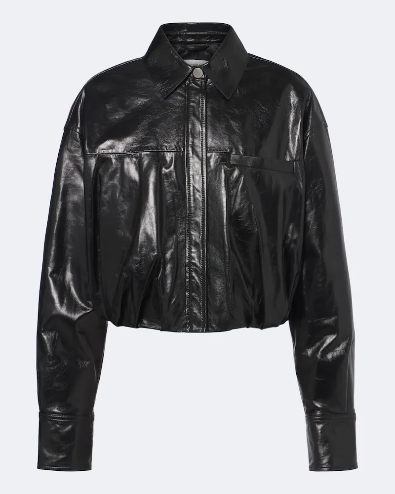 SPORTMAX Cropped-Jacke aus Leder Schwarz