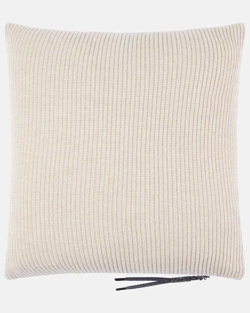 Brunello Cucinelli Kissen aus Kaschmir Beige