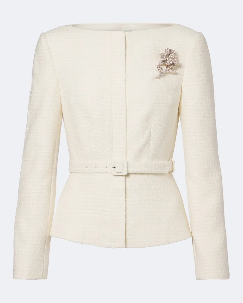 Roland Mouret Verzierte Jacke aus Bouclé Weiß