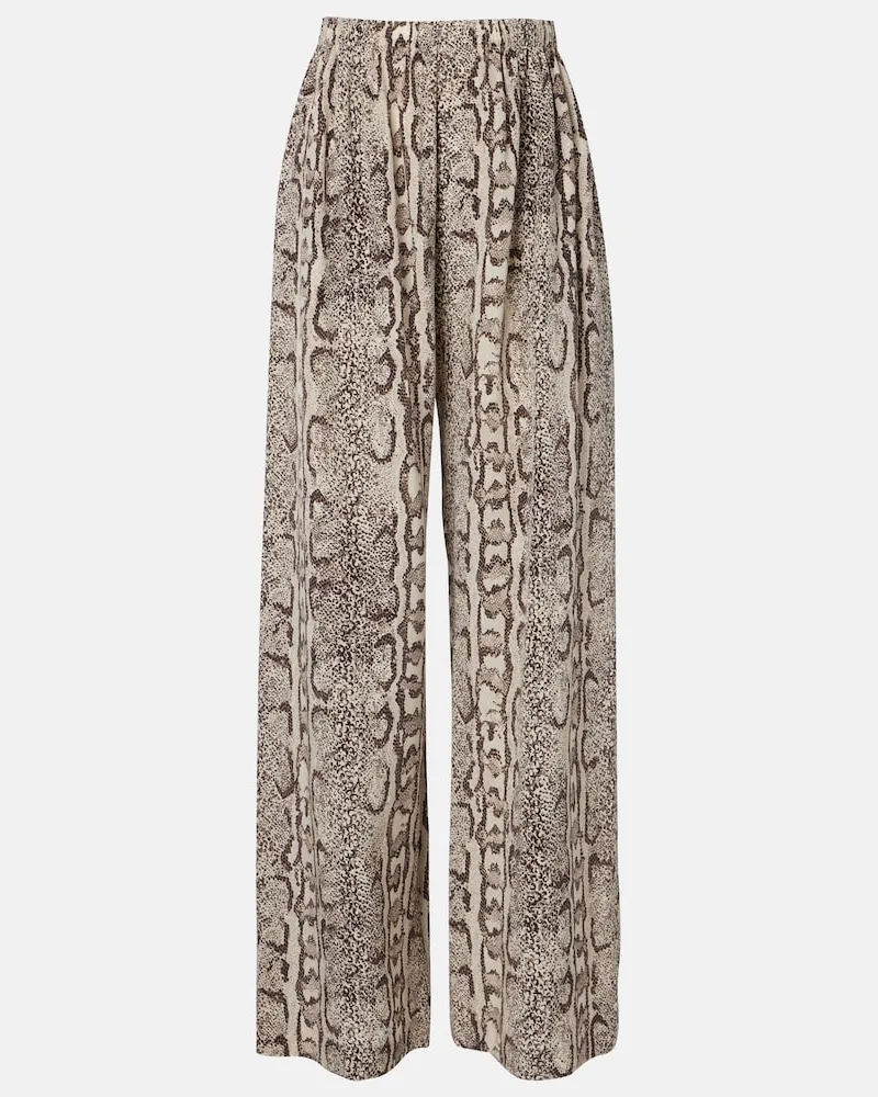 Balenciaga Hose aus Seide mit Schlangen-Print Beige