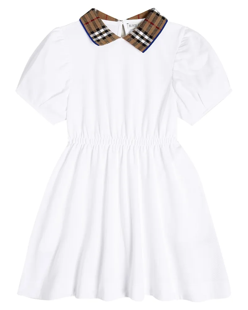 Burberry Kleid Burberry Check aus Baumwoll-Piqué Weiß