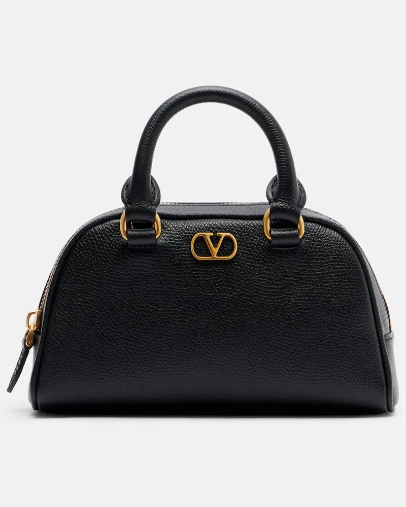 Valentino Garavani Tote Bag VLogo aus Leder Schwarz