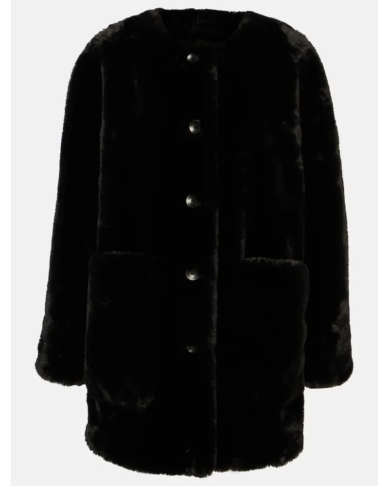 Proenza Schouler White Label Mantel Penelope aus Faux Fur Schwarz