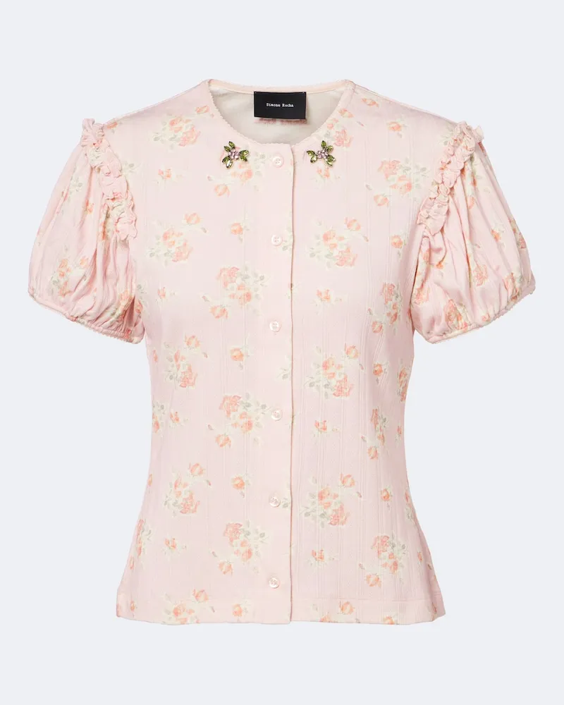 Simone Rocha Verzierter Cardigan aus Baumwolle Rosa