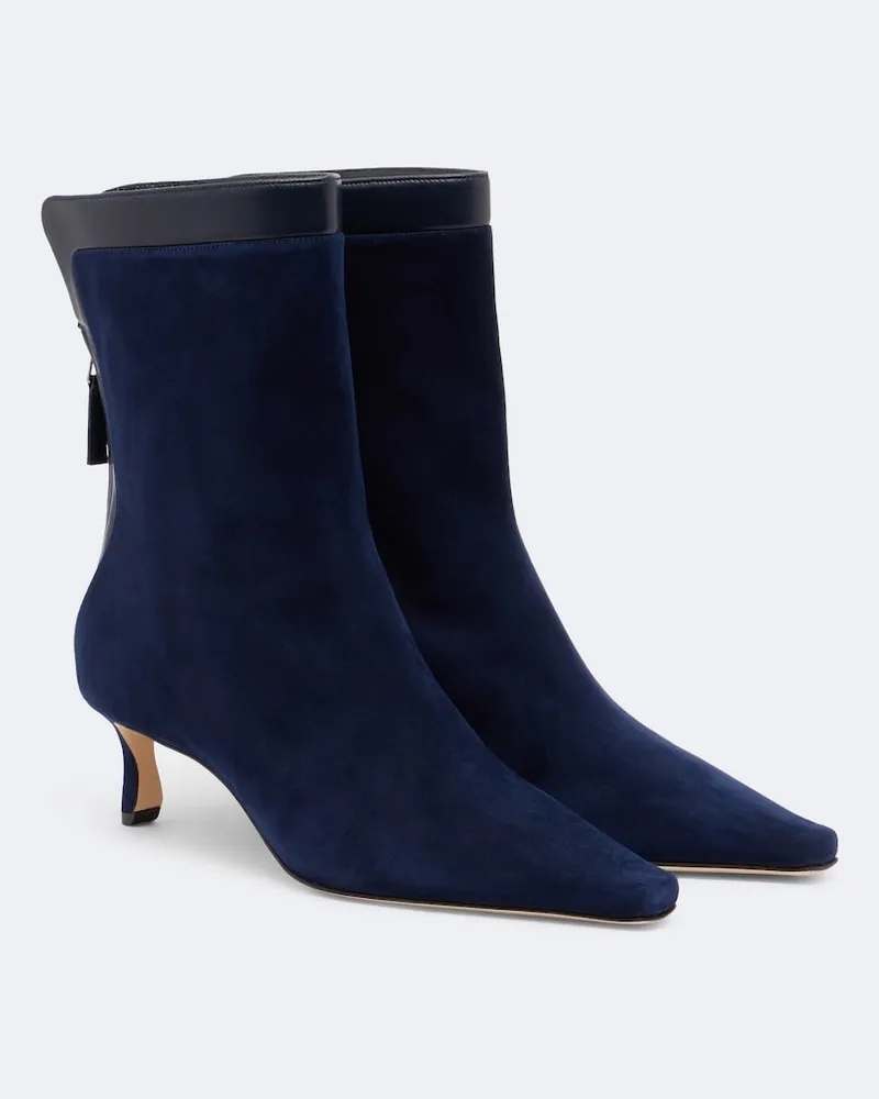 Manolo Blahnik Ankle Boots Zufavis aus Veloursleder Blau