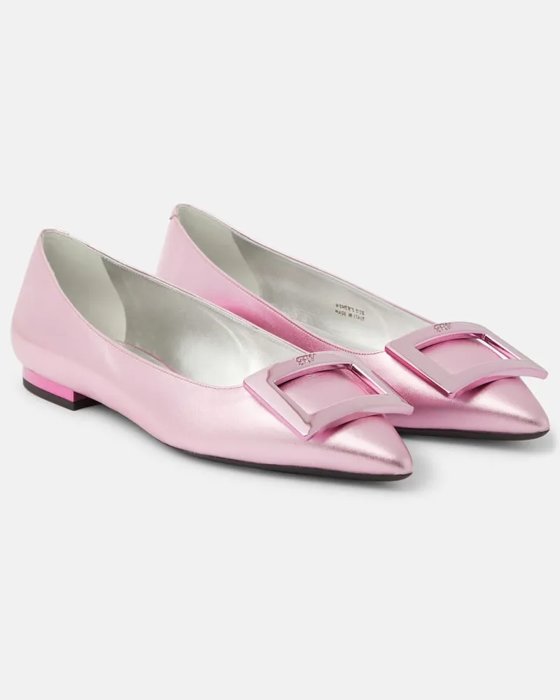Roger Vivier Ballerinas Gommettine aus Metallic-Leder Rosa