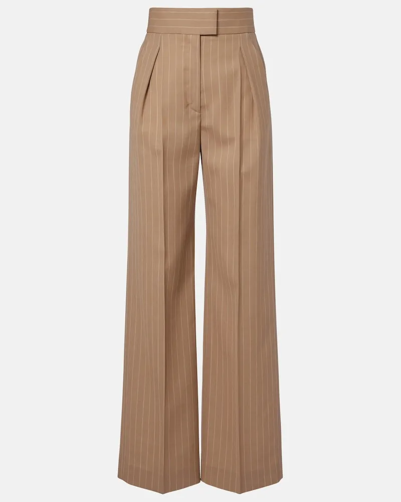 Valentino Garavani Weite Hose aus Wolle mit Nadelstreifen Beige