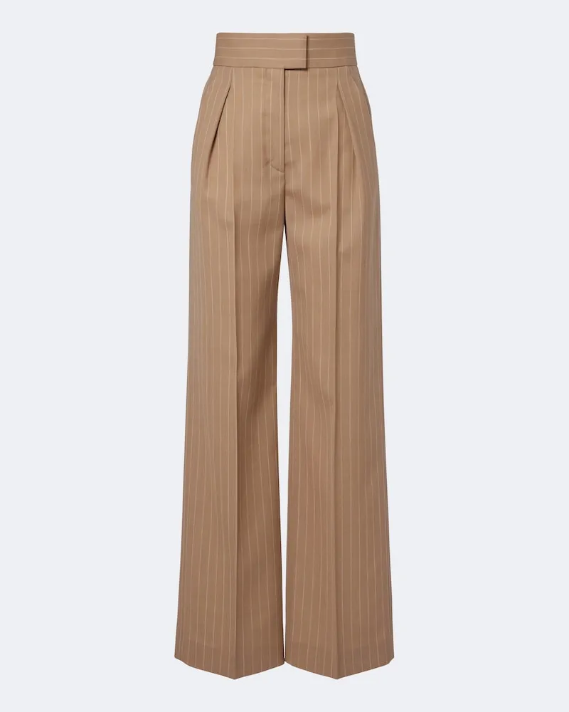 Valentino Garavani Weite Hose aus Wolle mit Nadelstreifen Beige