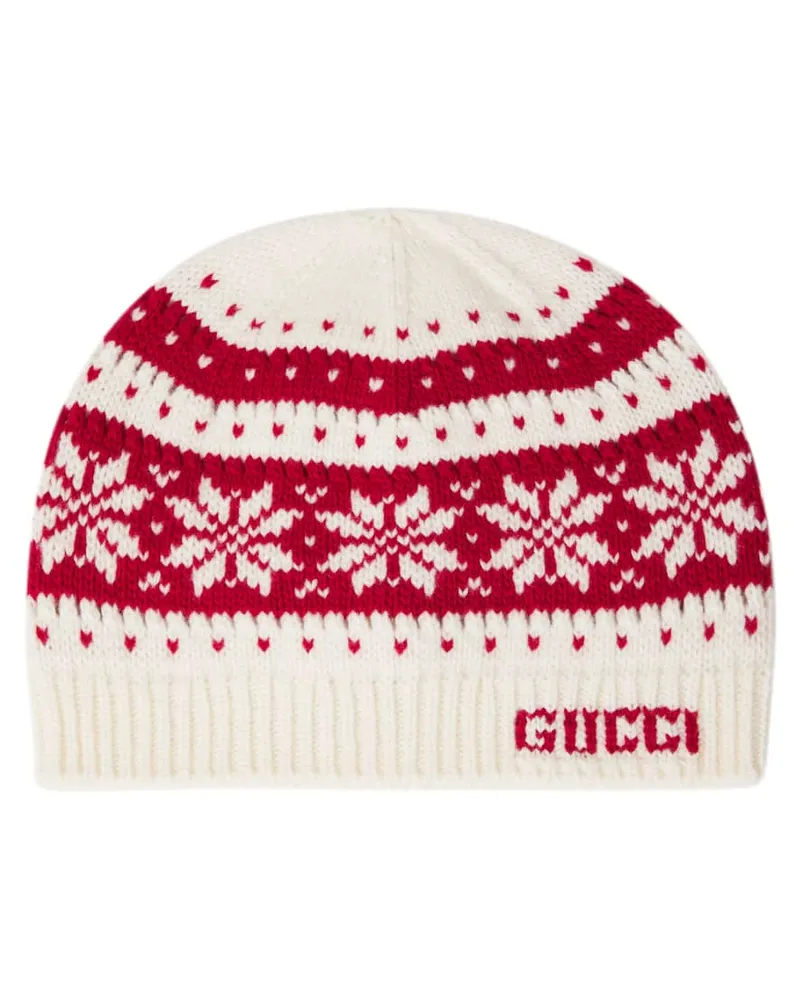 Gucci Mütze aus Woll-Jacquard Weiß