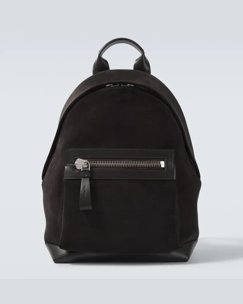 Tom Ford Rucksack Buckley aus Veloursleder und Leder Grau